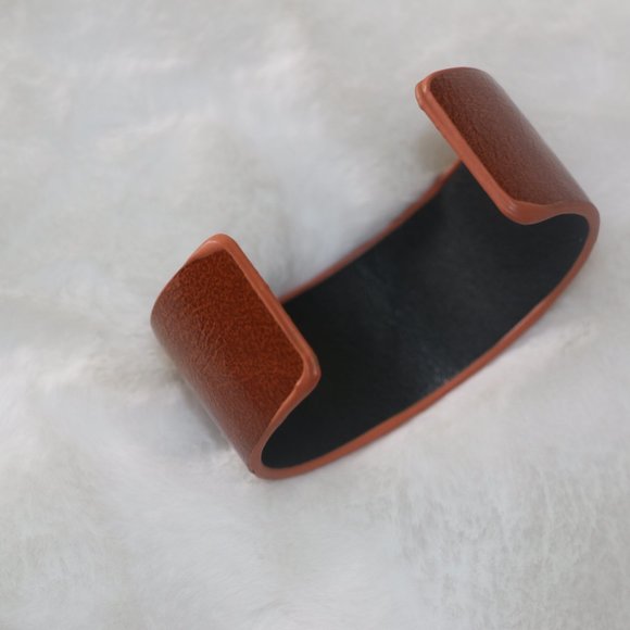 Camel Faux Leather Wide Cuff Bracelet - Picture 5 of 7
